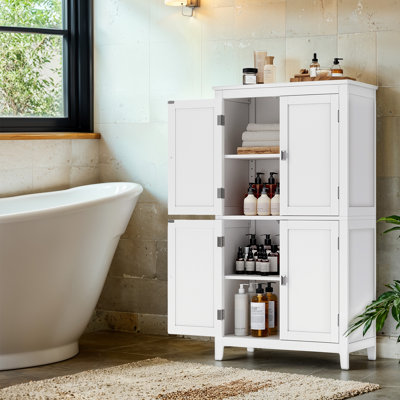 Armoire de rangement au sol à 4 portes de 43,5 po avec tablettes réglables Arhavi