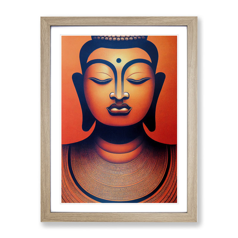 Soulful Buddha - Single Picture Frame Print, 64cm H x 46cm W x 2cm D, Oak