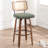 Cane Back Swivel Counter Stools with Faux Leather Seat-113262411-113262409