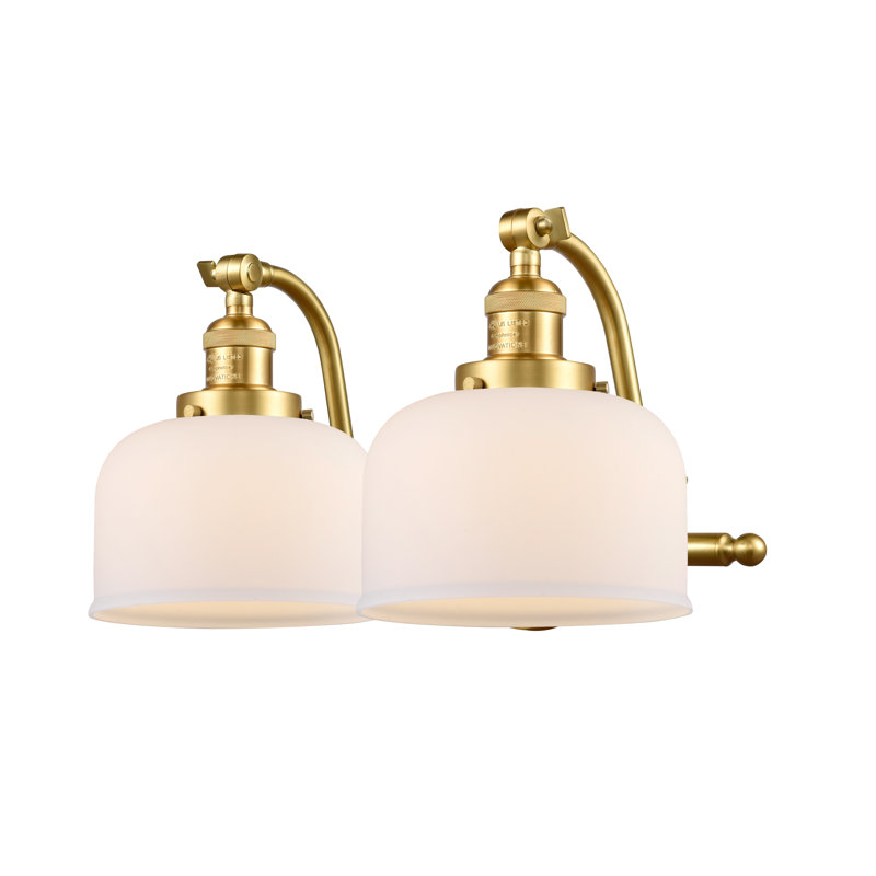 Éclairage pour salle de bain 2 lumières Bonomo Bell, Boîtier blanc mat, Ampoule non incluse, Or satiné