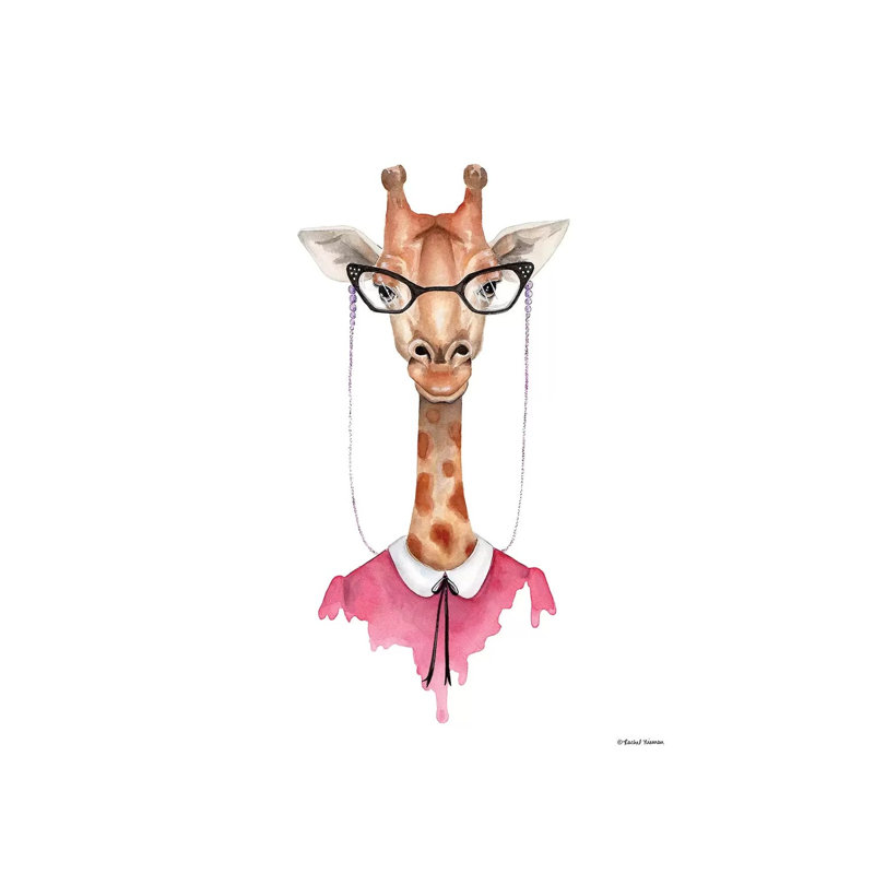 Giraffe In Glasses by Rachel Nieman - Wrapped Canvas Gallery-Wrapped Canvas Giclée, 20.32 cm H x 30.48 cm W