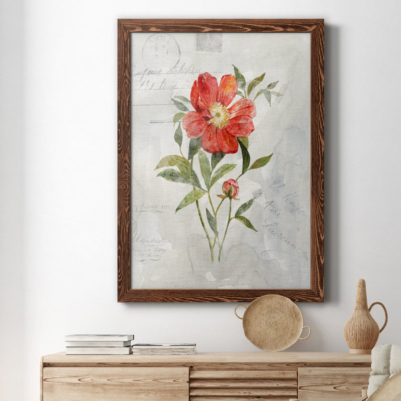 Lin pivoine - peinture sur toile encadrée, Érable, H 31,5 po x l 23,5 po x P 1,5 po
