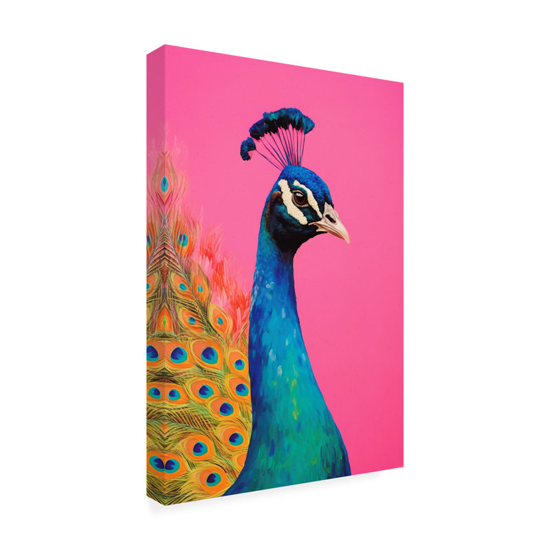 Bolognaise sur un beau paon sur toile, H 24 po x l 16 po x P 2 po