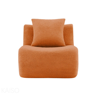 Armless Sofa W/Pillow Teddy Fabric-Orange