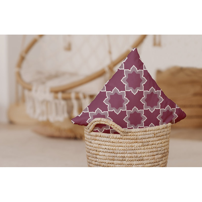Housse et insert de coussin d'extérieur carré bohémien, H 18 po x l 18 po, Violet