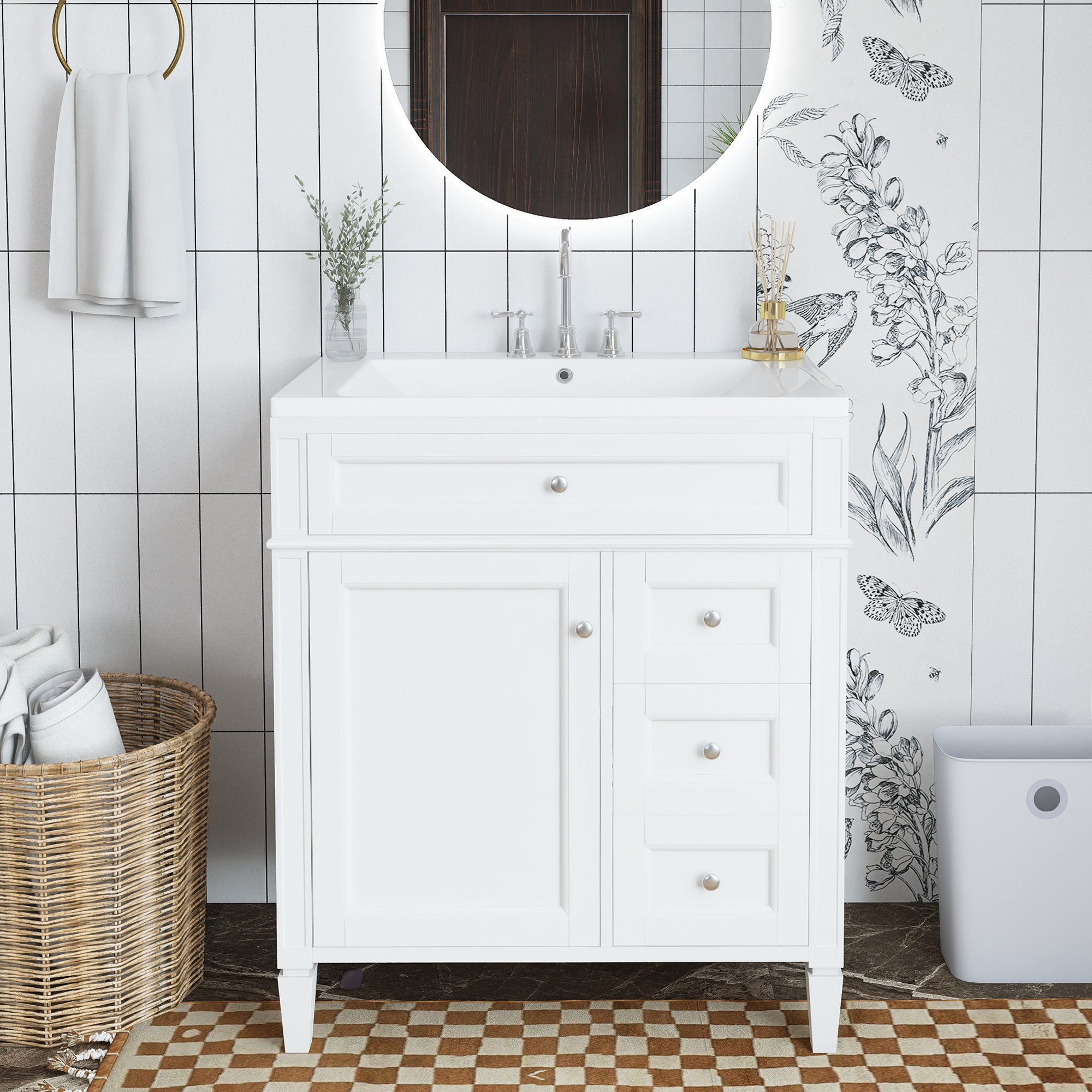 Winston Porter Shilee 30'' Single Bathroom Vanity with Resin Top | Wayfair