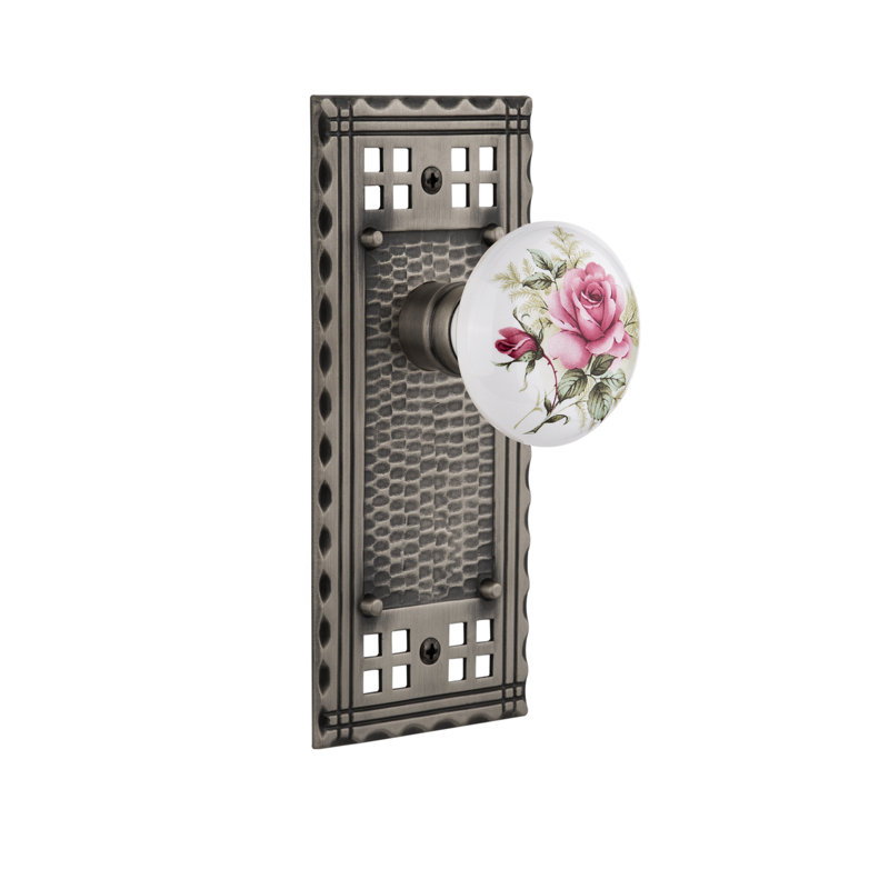 Assiette artisanale avec bouton de porte en porcelaine blanche, Étain antique