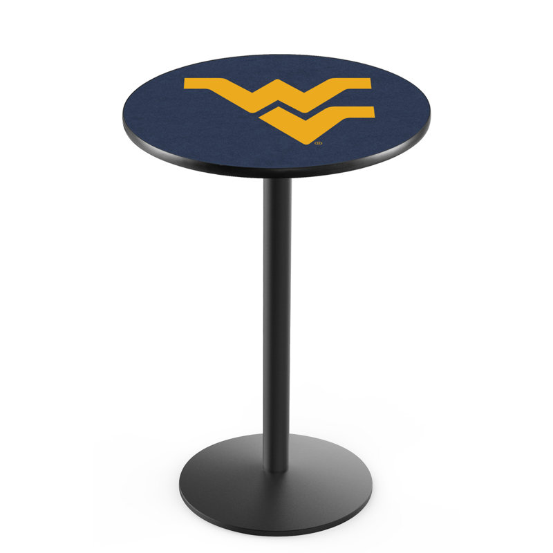 Round Metal Base Dining Table, Black Wrinkle, West Virginia University