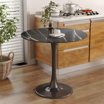 24 Inch Round Dining Table Modern Mdf Top Steel Base Tulip Mid Century