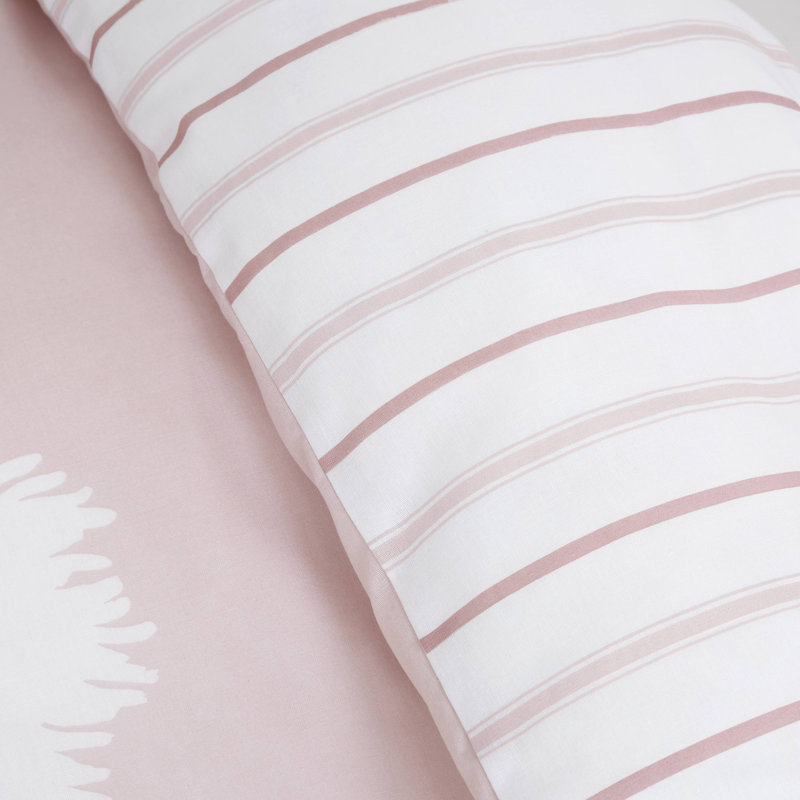 Meadowsweet Floral Reversible Duvet Cover Set with Pillowcases, King Duvet Cover + 2 Standard Pillowcases, Blush