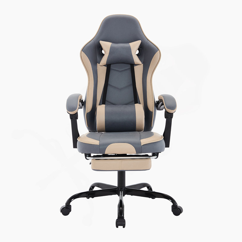 Fauteuil de jeu ergonomique avec repose-pieds et support lombaire à massage, conception pivotante réglable pour une utilisation confortable de longue durée, capacité maximale de 300 lb