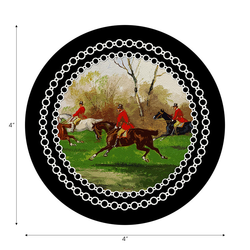 Sous-verres ronds en cuir noir Vegan, Noir