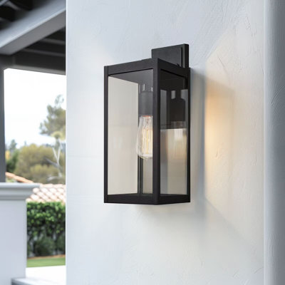 Powder-Coated Black 15'' H Outdoor Wall Lantern