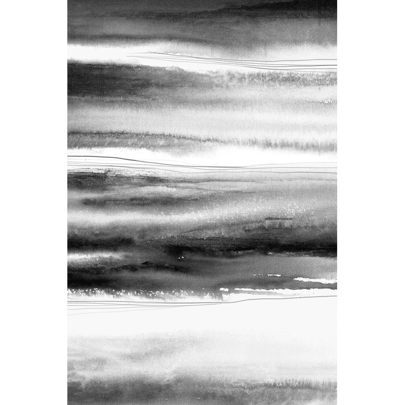 «Black Watercolor Waves with Contrast», peinture sur toile tendue, H 18 po x l 12 po
