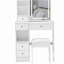 Petit meuble-lavabo de 29,2 po avec tabouret de bureau et tabouret rembourré à gauche 29,2 po, grande commande tactile, interrupteur tricolore, miroir à luminosité réglable, rangement à grande capacité, convient aux petits espaces