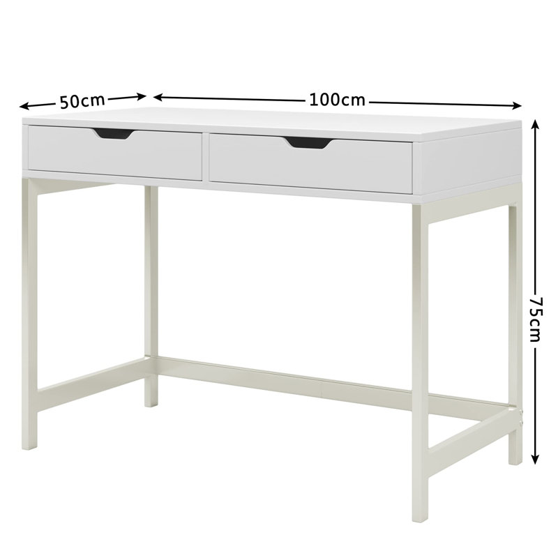 Latitude Run Computer Desk Dressing Table With 2 Drawers, Work Table ...
