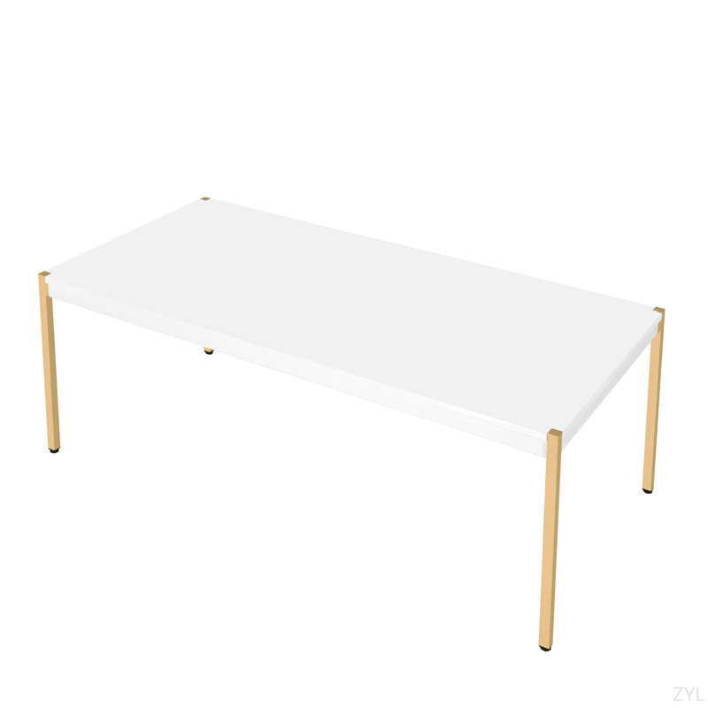 White & Gold Finish Coffee Table