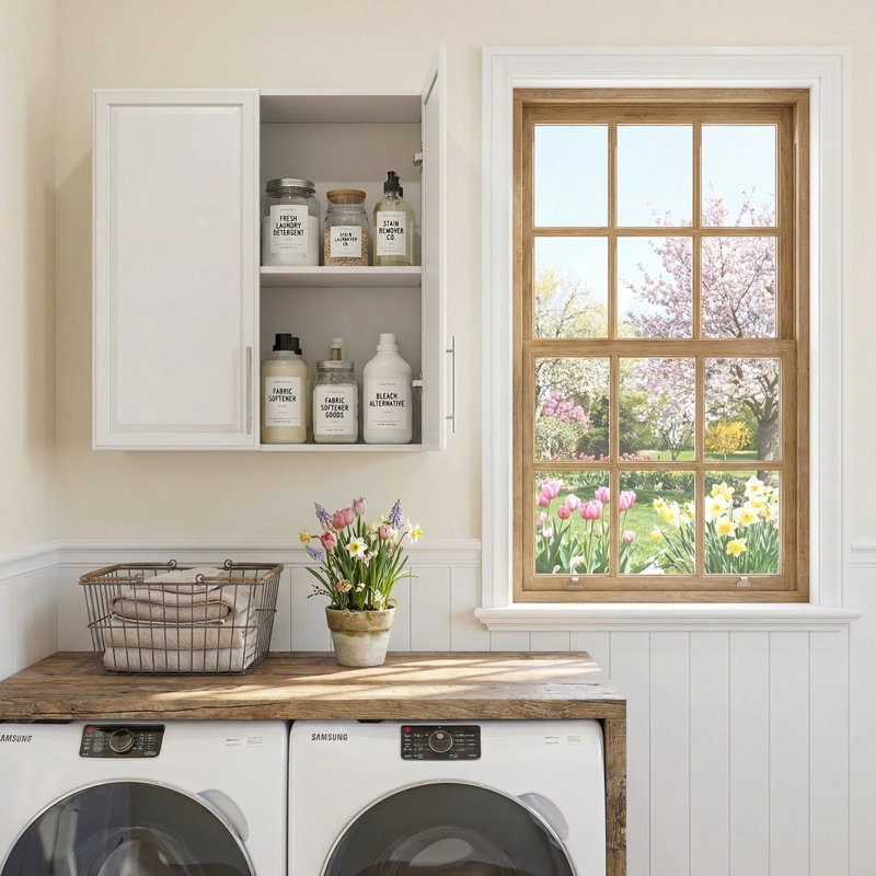 Grande armoire de salle de lavage murale 30 po, pour cuisine, tablettes réglables, blanc