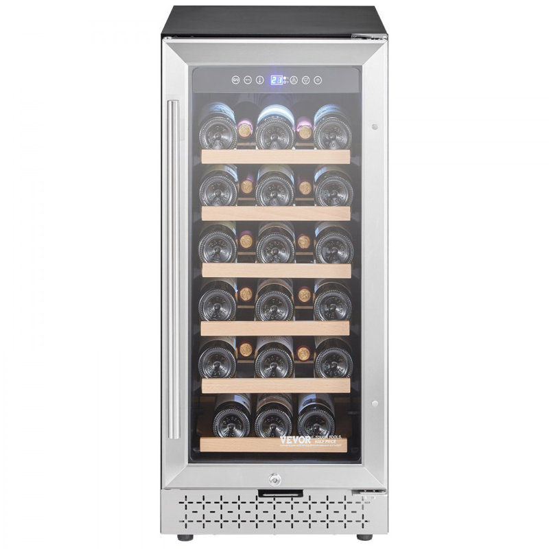 Wine Cooler 28 Bottle Mini Wine Fridge with Glass Door Digital Temp Control
