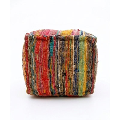 Square Pouf Ottoman, 20x20x14" Handmade Floor Cushion Puff Seat Boho Square Pouffe, Footstool & Accent Seating for Living Room, Bedroom & Lounge