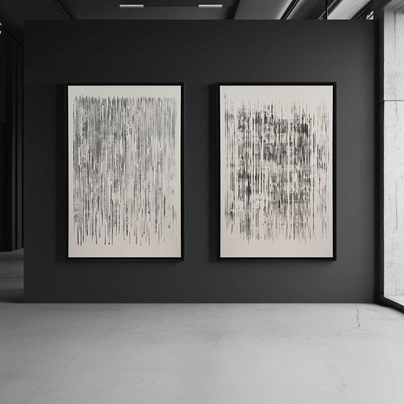 «Veil of Motion», ensemble de 2, H 37 po x l 50 po, Cadre américain en érable flottant
