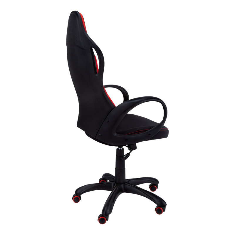 Fauteuil de jeu pivotant, roulant, dossier haut, hauteur réglable, noir rouge