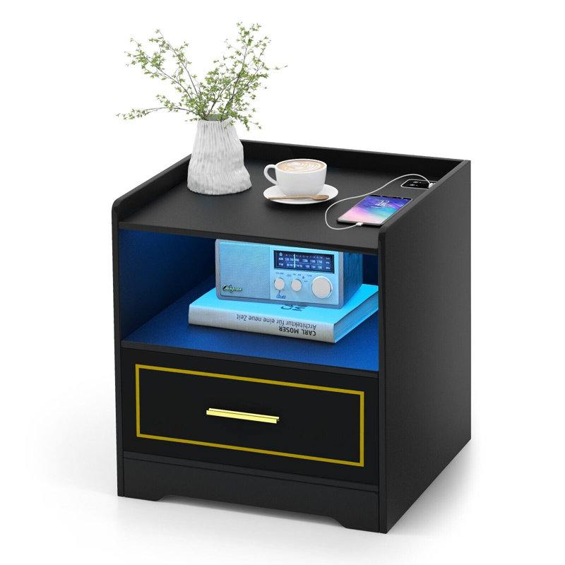 Neomi 45cm W Manufactured Wood Bedside Table