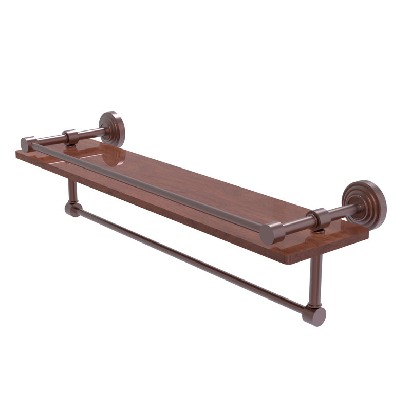 Beresford Bracket Shelf with Towel Bar, Antique Copper, 5" H x 22" W x 5" D