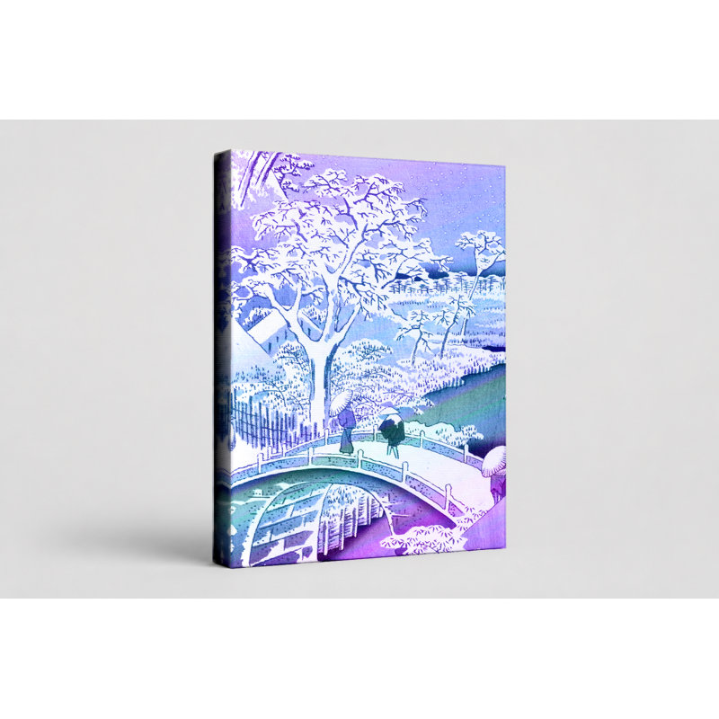 Meguro Drum Bridge and Sunset Hill (1857) - Portrait, art mural sur toile, 20" W x 30" H