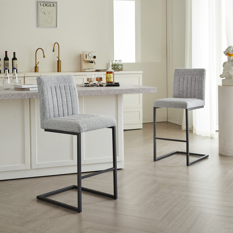 Tabouret de bar avec structure en métal noir robuste, sièges élégants et confortables pour îlot de cuisine, salon et pub, 2 ensembles