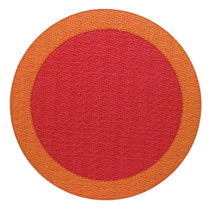 Halo Vinyl Round Placemat, Tomato/Pumpkin