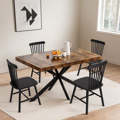 Ensemble de salle à manger 5 pièces avec table rectangulaire extensible de 55 à 71 pouces et 4 chaises Windsor