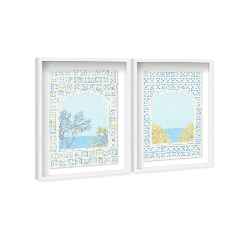 Mediterranean Window Set Set by Oliver Gal, 63"H x 43"W, White Shadowbox