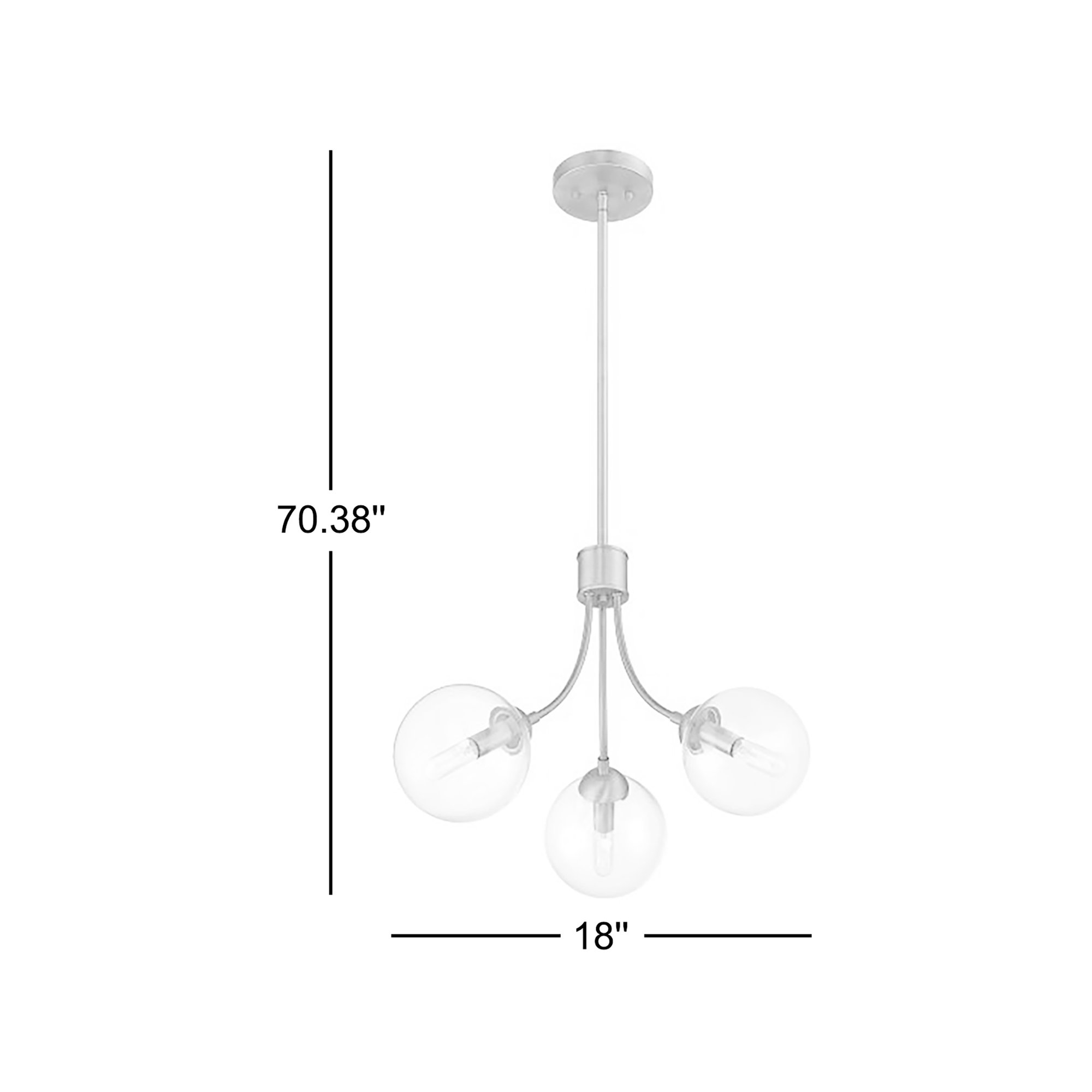 Moonrise 3 - Light Unique Globe Chandelier, Natural Brass