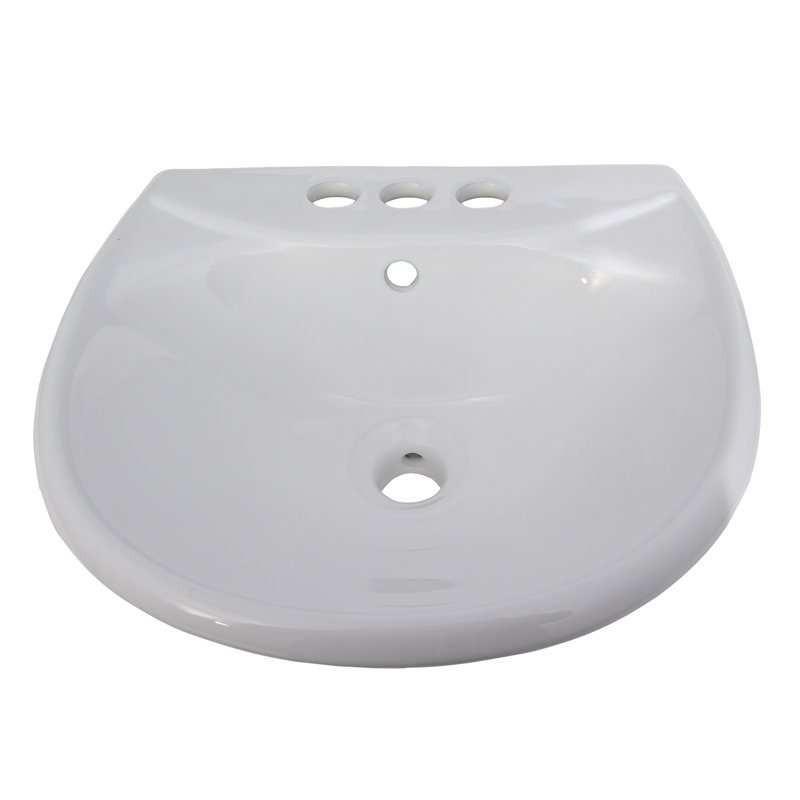 Barclay Gair White Vitreous China Oval Bathroom Sink with Overflow, 4"