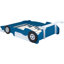 Lit plateforme bleu en forme de voiture de course - et élégant pour votre voiture de chambre à roulettes