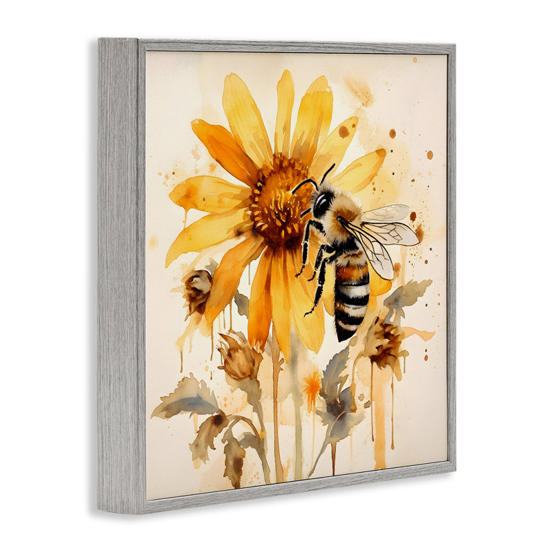 «Busy Bee with Flower», estampe numérique par Petal Prints Design, Estampe numérique Farmhouse, H 17 po x l 17 po