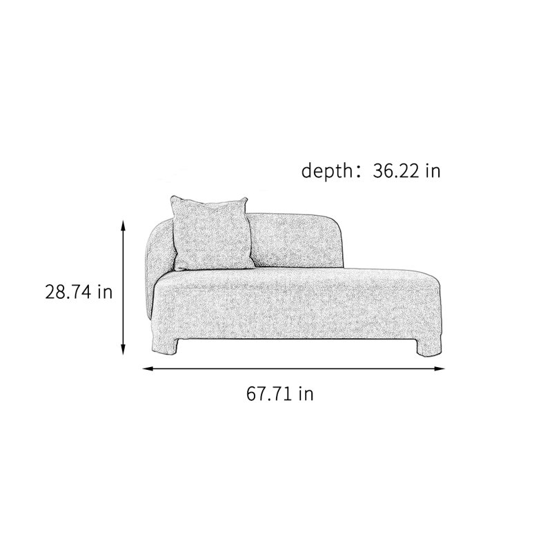Chaise longue rembourrée Fashion, Accoudoir à gauche (vu de face), Mélange de polyester blanc cassé