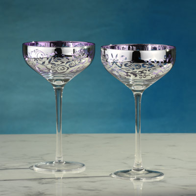Filigree Champagne Saucers Lilac