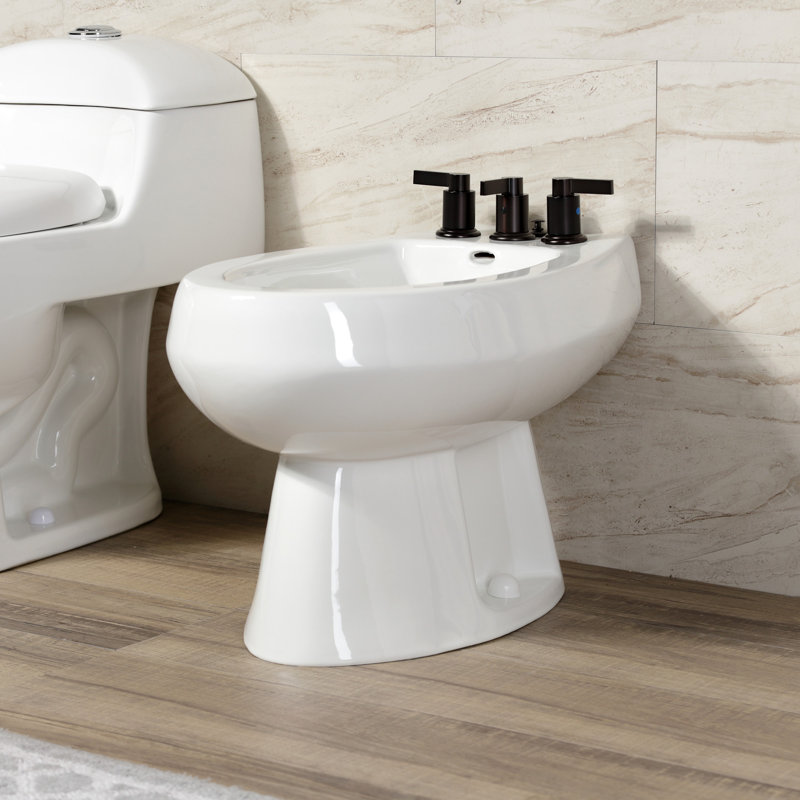 Robinet de bidet Kingston à trois poignées avec douchette escamotable en laiton Kingston, Bronze huilé