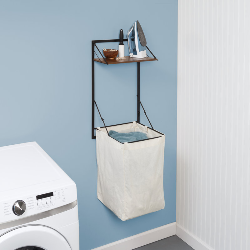 Metal Laundry Hamper, Black/Brown