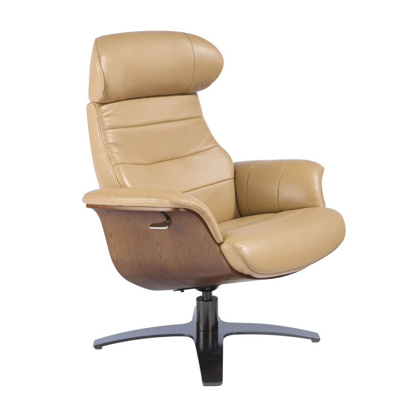Chocolate  leather swivel recliner armchair, Brown