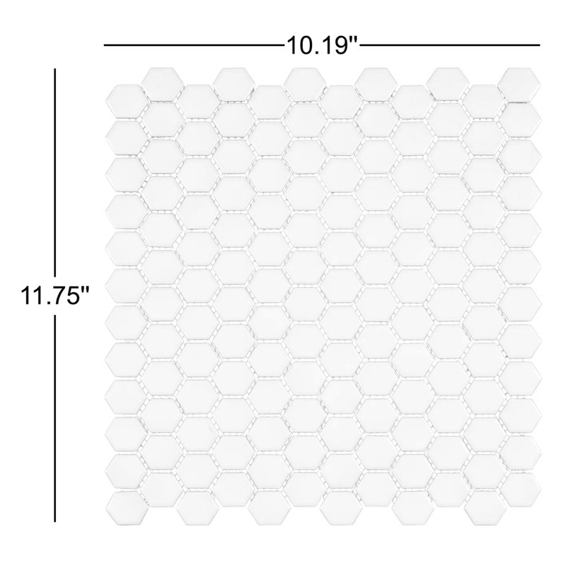 Stylish- Suave 3/4" Straight Edge Porcelain Honeycomb Hexagon Wall & Floor Tile, Espri