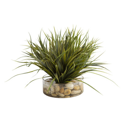 28'' Faux Grass Plant in Glass Decorative Vase