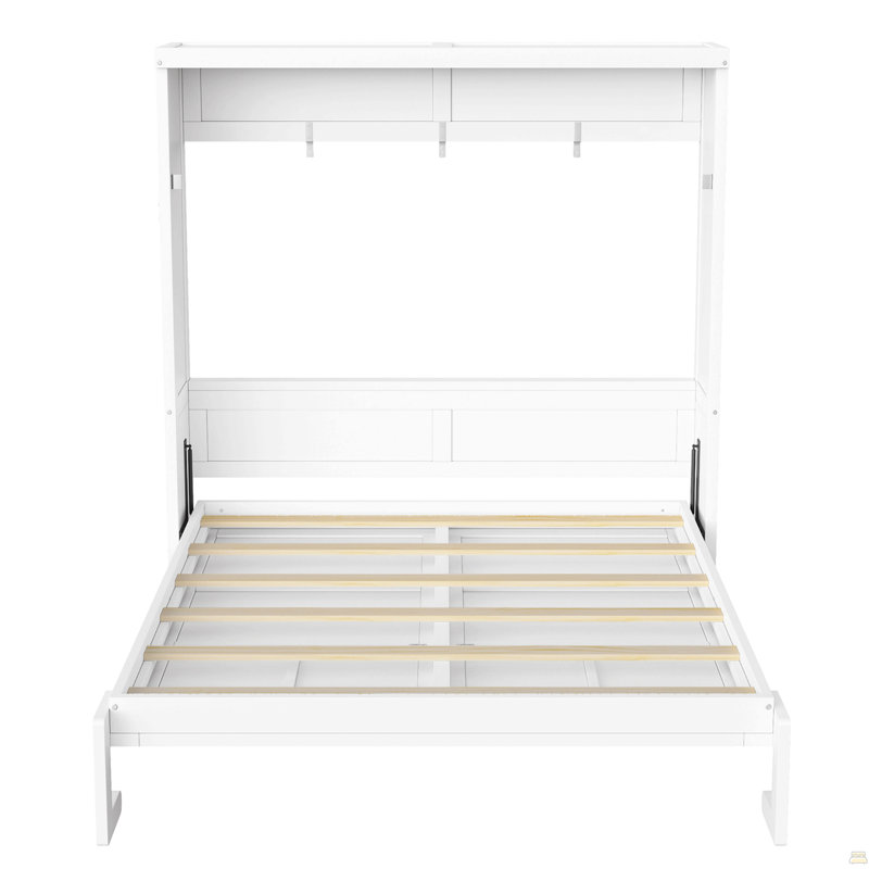 Lit escamotable double, peut être plié dans une armoire, blanc