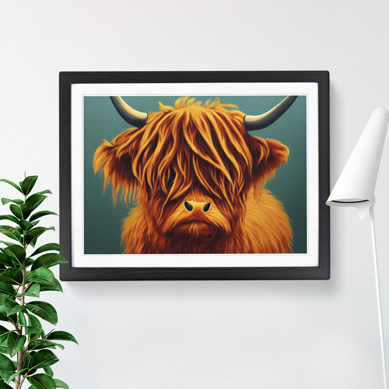 Highland Cow Portrait Vol.3 - Single Picture Frame Print, Black, 25cm H x 34cm W x 2cm D