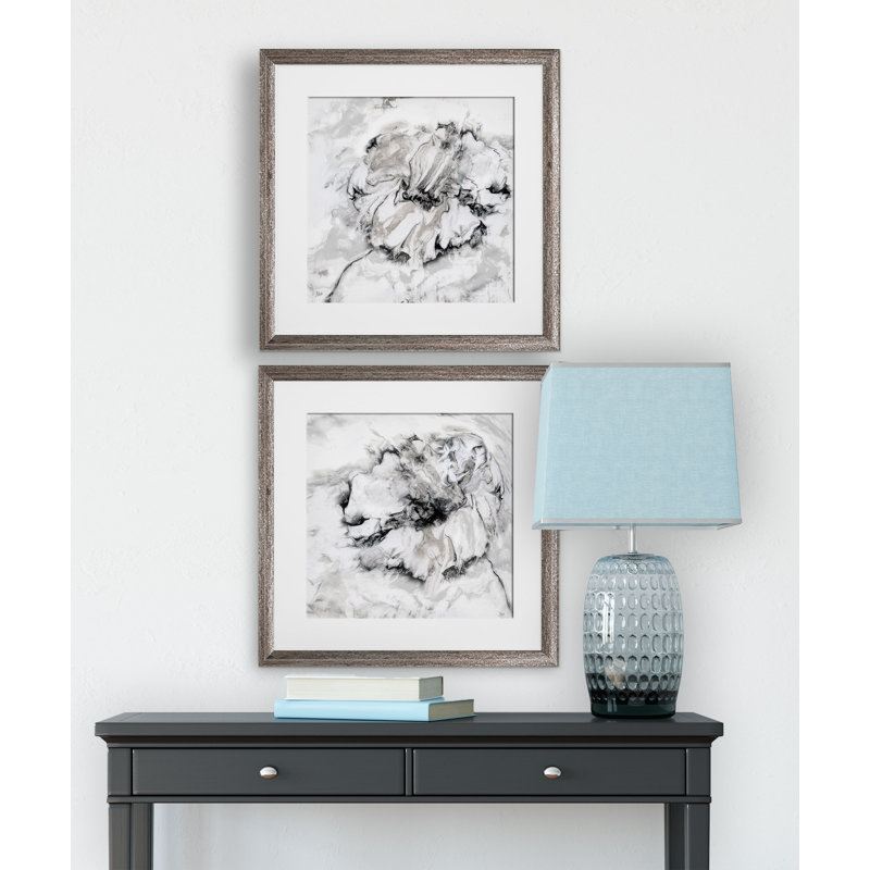 « marble fleur », ensemble de 2 reproductions encadrées, Cadre brun