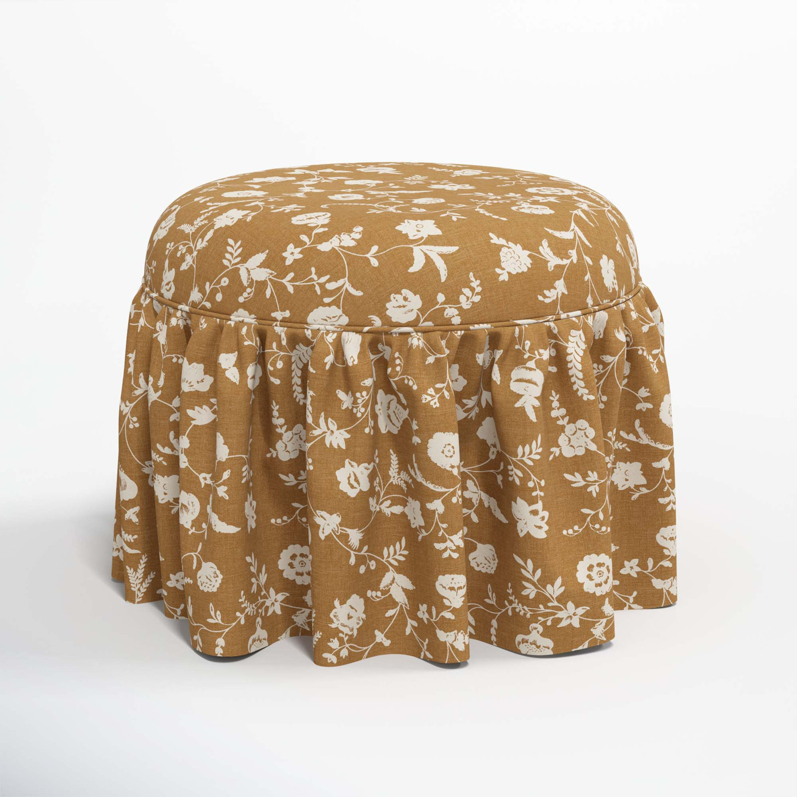 Jebb Upholstered Ottoman, Robina Floral Ochre
