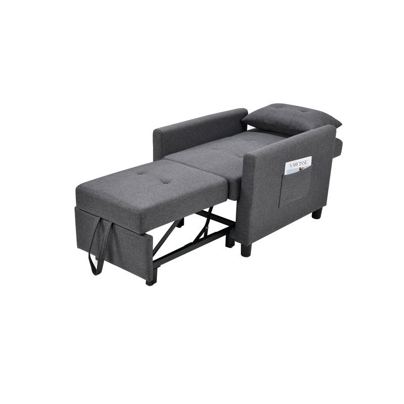 Canapé à accoudoirs arrondis 27,5 po Ilicia, Mélange de lin gris
