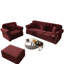 Canapé Chesterfield de style Mid-Century moderne avec garniture cloutée, capitonnage à boutons et accoudoirs roulés - Comprend un repose-pieds-133070737